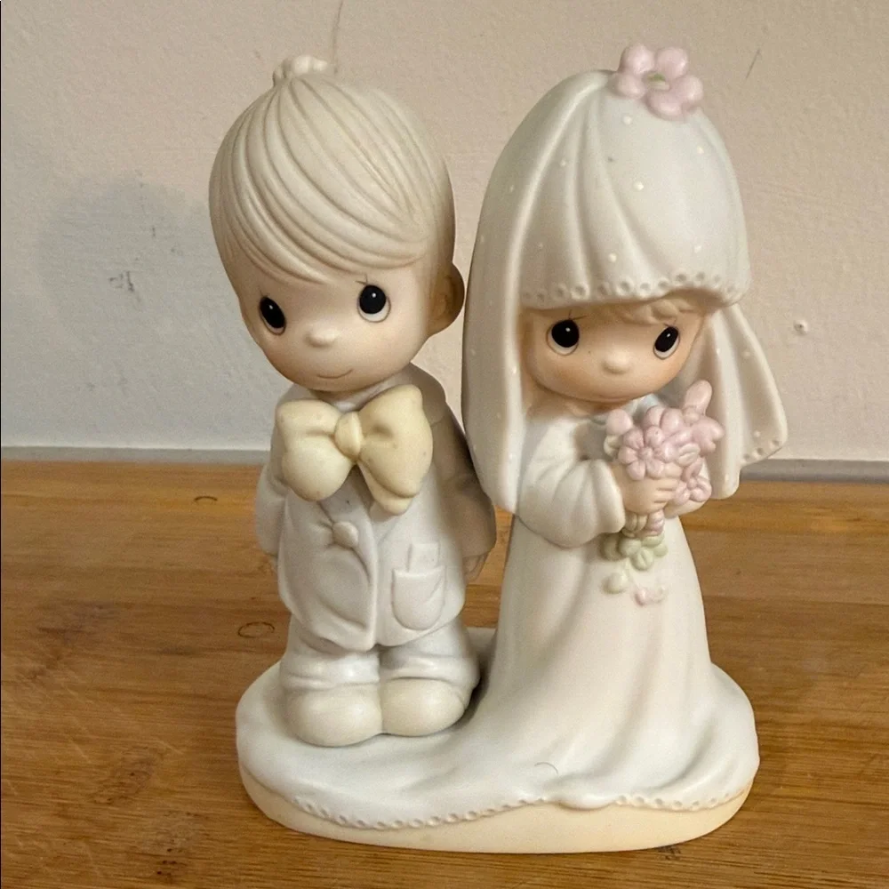 Precious Moments Cream and Pink Wedding figurine vintage 1979